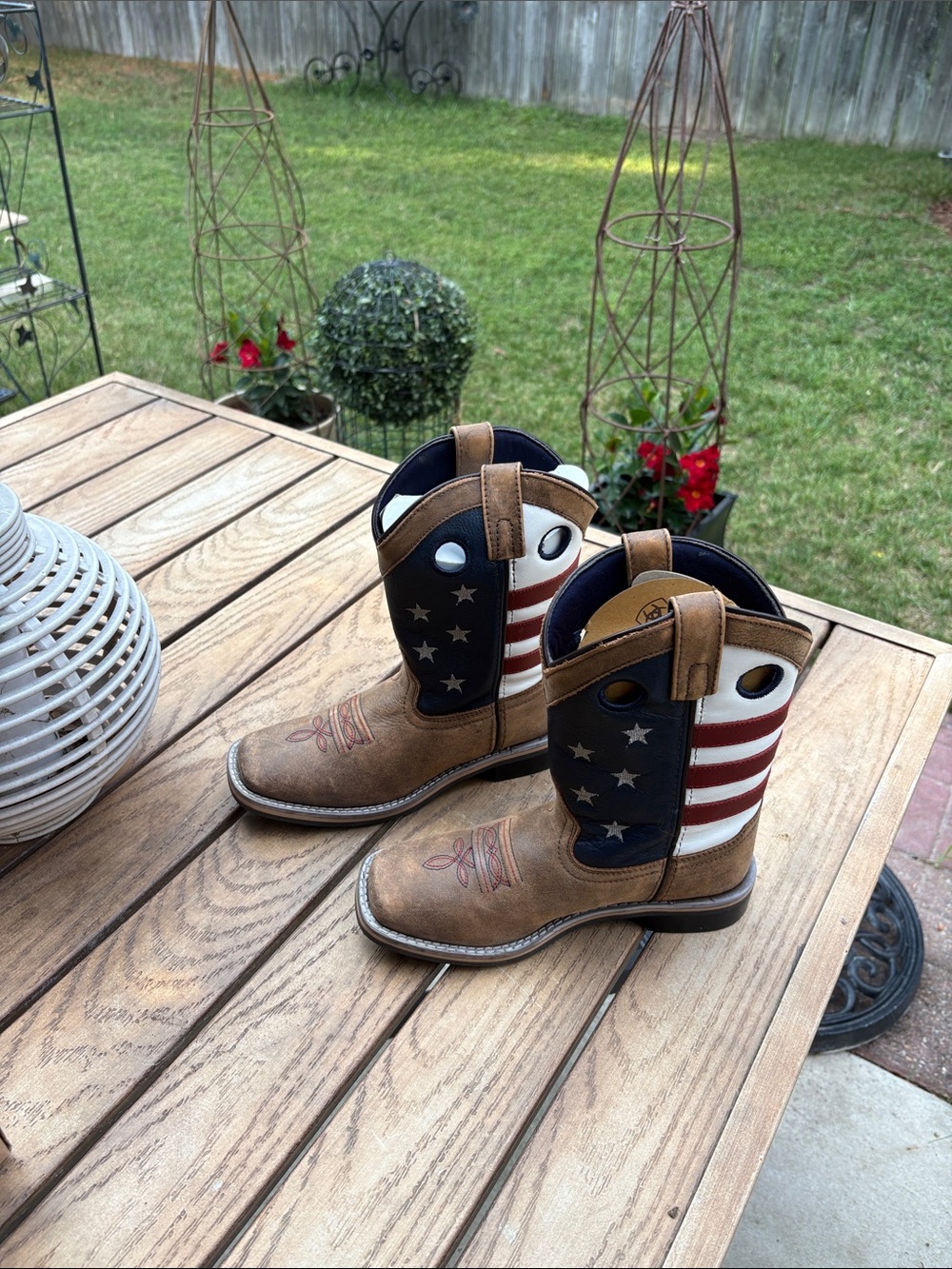 Smokey Mountain Kids Western Pull-On Boots in Brown, Blue, Red, White
